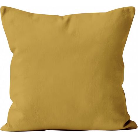 Soleil D Ocre – Housse de coussin 60x60 cm jaune – 100% polyester – Finition soignée avec zip discret – Lavable en machine à 30°C