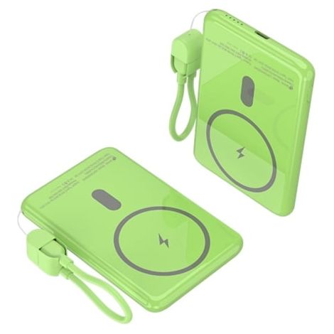 Powerbank 5000mAh Leotec LEPOWW20W5G/ 20W/ Wireless/ Verde/ Incluye Cable USB Tipo-C