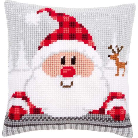 VERVACO Kit Cuscino Punto Croce Babbo Natale Set Ricamo Principianti Cuscini Gobelin Decorativi ca. 40 x 40 cm Accessori per Lavoretti Creativi DIY Casa Decor Hobby Adulti Cross Stitch