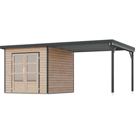 GH Pluto 3 A natur 244x244x230 m.Anbau 300cm anthrazit