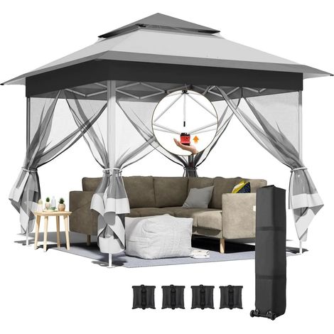 Abri de jardin, Imperméable, Hauteur réglable, Gris clair et foncé (1/2)