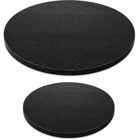 Lot de 2 Plateaux de Table Ronds Noirs Ø 70 cm et Ø 50 cm Épaisseur 18 mm avec Inserts Filetés pour Table Basse et Appoint (1/3)