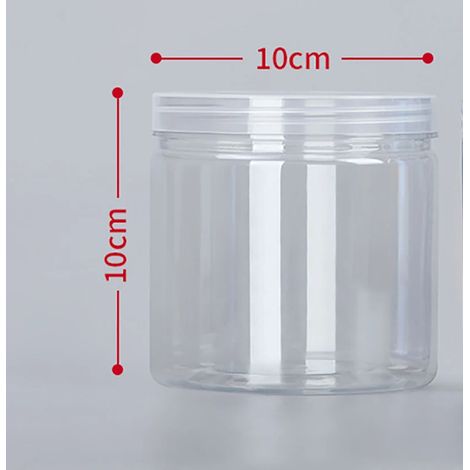 (X-690ml)1 bouteille d'emballage en plastique PET transparente vide avec fermeture hermétique, type seau circulaire, bocal à biscuits, boîte de conservation alimentaire scellée. (1/5)