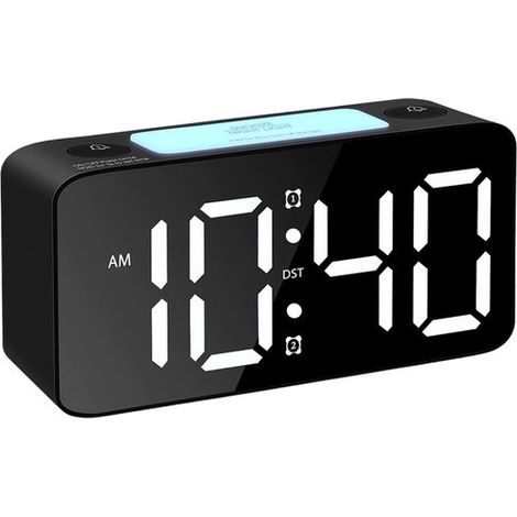 Sveglia digitale, volume regolabile, ricaricabile tramite USB, luce notturna RGB, spina standard europea, colore nero, 1 pezzo (1/5)