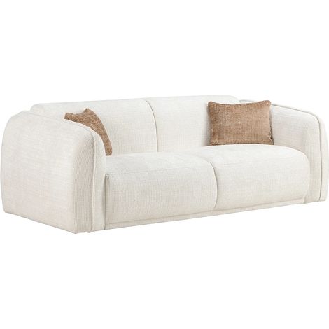 Canapé 2 places en tissu chenille beige JUNETI (1/3)
