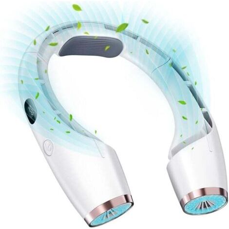QORVA-Ventilateur de cou portable, refroidissement à 720°, 6000 mAh, 18 heures d'autonomie, affichage LED à 3 vitesses, ultra silencieux, rechargeable, pour bureau, voyage, extérieur XXW