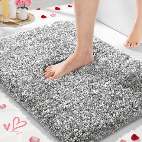 Tapis De Salle De Bain - Non Glissant - Absorbant - Microfibre - 60 x 40 cm - Gris Clair (1/5)