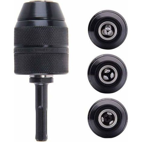 Adaptador SDS Plus 2 de 13 mm, portabrocas profesional sin llave con bloqueo rápido, taladro profesional de 1/2" 20 UNF sin llave con adaptador SDS (1/4)