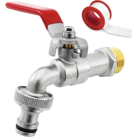 3/4 Zoll Premium-Wasserhahn aus Messing, rost- und frostbeständig für Garten, Waschmaschine, Regentonne (1/5)