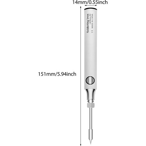 Fer à souder sans fil rechargeable USB mini, stylo de soudure portable 5V basse tension, kit outil avec 3 réglages de température pour petits projets de soudure, réparation d'appareils ménagers, brico