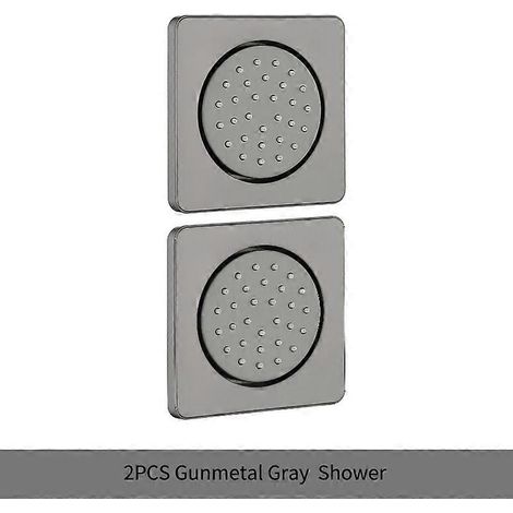 Pommeau de douche massant en laiton doré rose, pommeau de massage SPA latéral pour baignoire, pommeau de douche corporel, lot promotionnel carré gris chromé noir (2 pièces) (1/5)