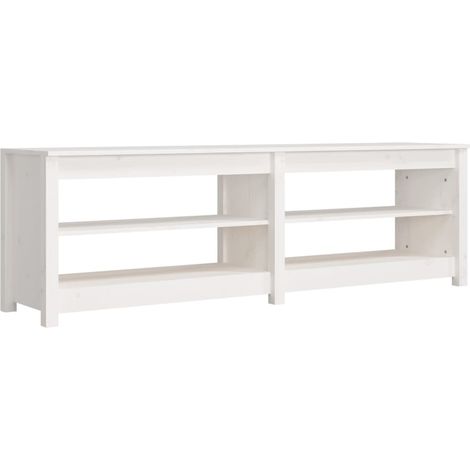 Banc à chaussures bottes commode étagère meuble entrée rangement 160 x 36,5 x 50 cm bois de pin massif blanc