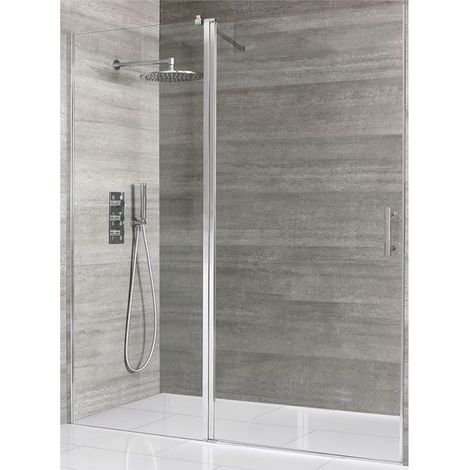 Milano Portland Chrome Single Hinged Frameless Shower Door - 1300mm