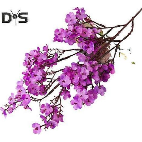 Lot de 5 branches artificielles de gypsophile (5 tiges), fleurs réalistes en soie, centre de table pour mariage, fête, maison ou bureau. Décoration florale artificielle.violet (1/5)