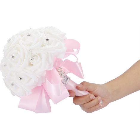 Künstlicher Brautstrauß aus Blumen für Hochzeitsdekorationen (Rosa) (1/5)