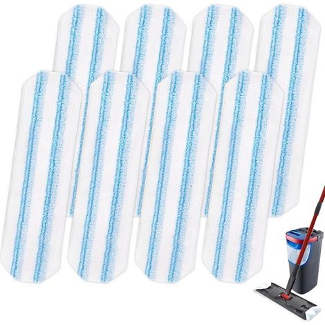 Set di 8 panni di ricambio per mocio adatti al sistema di pulizia O Cedar H2prO,compatibile con il kit di ricarica per mocio piatto Vileda H2PrO (1/5)