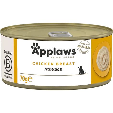Applaws Premium Cibo umido per gatti adulti in mousse al pollo, lattina da 70 g (1/3)