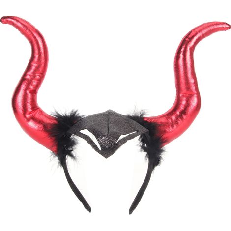 Serre-tête cornes de boeuf rouge Costume Cosplay Original Accessoire cheveux fête Halloween déguisement rigolo (1/5)