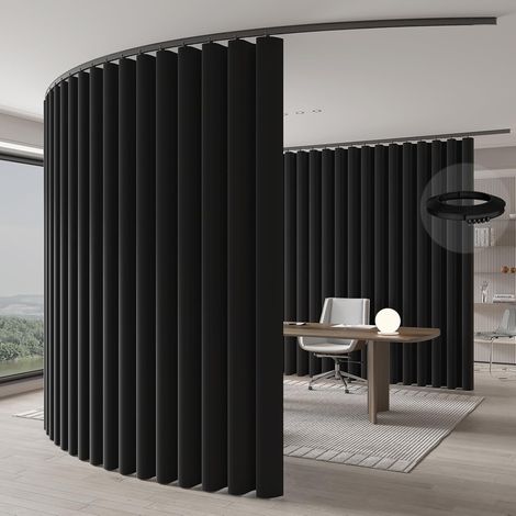 Rideau séparateur de pièce, montage au plafond sur rails, séparateur de pièce pour une protection visuelle flexible (noir, H 213 x l 270 cm) (1/5)