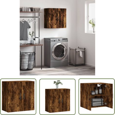 The Living Store Armoire murale chêne fumé 60x31x60 cm bois d'ingénierie - Meuble Mural - Armoire Murale - Rangement Mural - Meuble De Rangement - Armoire De Rangement (1/5)