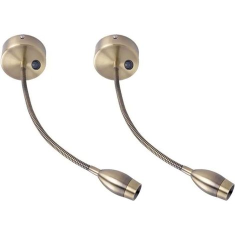 Lámpara de lectura LED de pared NETTLIFE para cama, 2 lámparas de cama con brazo flexible, bronce, 3W, 3000K, cobre, 360° (1/2)