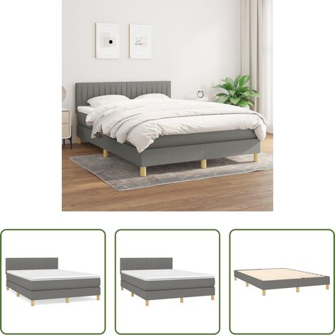 Matratze - Boxspringbett mit Matratze Dunkelgrau 140x200 cm Stoff (1/5)