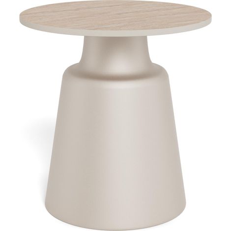 Mesa auxiliar Norsica 1047, Gris + Beige, 48x0x0cm, Diámetro: 45, Cerámica, Redonda