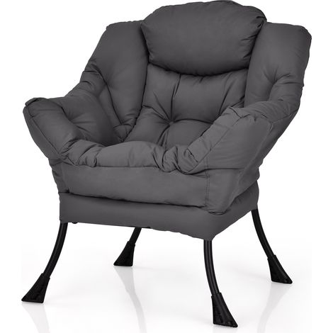 COSTWAY Elegant Polyester Fabric Recliner Chair Lounge Armchair Grey (1/5)