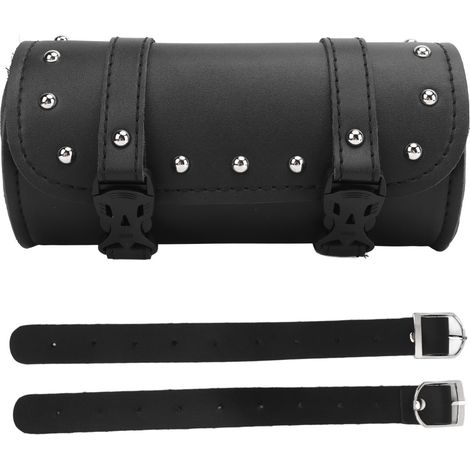Sacoche de rangement moto noire 2 sangles boucle étanche résistante multifonction pour moto scooter électrique (1/5)