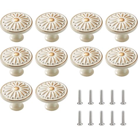 10-teiliges Set Schubladengriffe, 35 mm runde Schubladengriffe, Küchenschrankgriffe (weiß) (1/5)