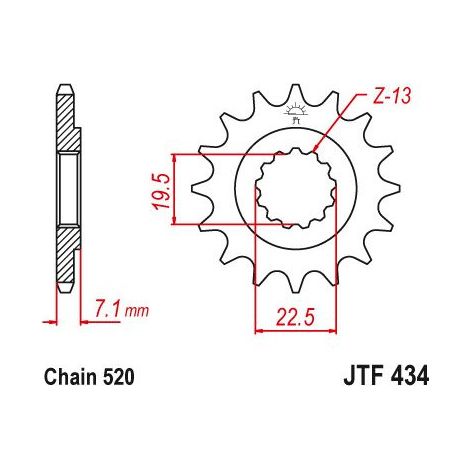 Pignon TT Suzuki - 520 - 16 Dents - Similaire JTF434 - Made in Germany