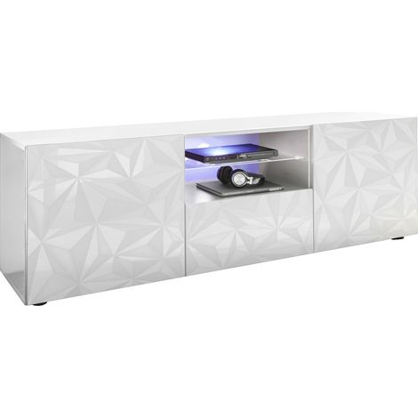 Mobile Porta TV 2 Ante 180x42x57 cm in Legno TFT Praga Bianco Lucido (1/5)