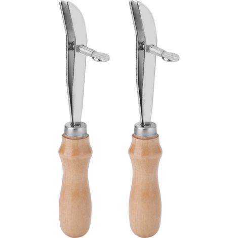 2 Stück Lederfalzzange, Kiefernholzgriff, Stahl, verstellbar, Bastelwerkzeug zum Crimpen und Markieren (DIY) (1/5)