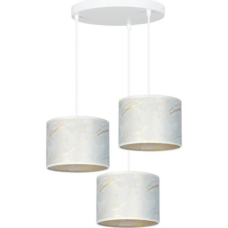 Lustre Emibig Broddi 3, 3xE27, tissu, réglable blanc-or (1/5)