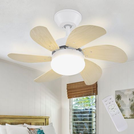 GBLY Deckenventilator mit Beleuchtung und Fernbedienung leise Ø75 cm 6 Flügeln Deckenlampe mit Timer Einzelleuchte Holzfarbe Sommer und Winterbetrieb für Schlafzimmer Esszimmer