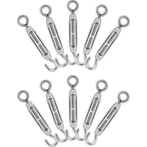 10 - Kabelspanner - Edelstahl - Verstellbar für Zäune und Gärten - Korrosionsbeständig - Für den Innen- und Außenbereich - Silber - M4 (1/5)