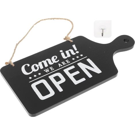 Panneau décoratif « Ouvert/Fermé » pour magasins, avec 2 accessoires noirs vintage. (1/5)