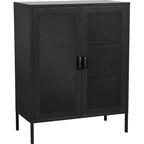 Credenza in metallo acciaio 102 x 80 x 40 cm nera 030006610