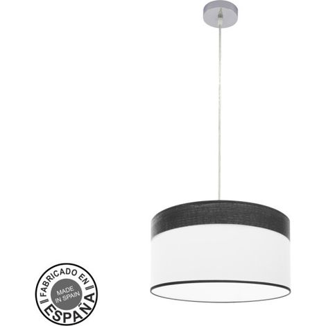 Colgante cloe 1xe27 cromo/blanca-madera negra regx40x40 cm