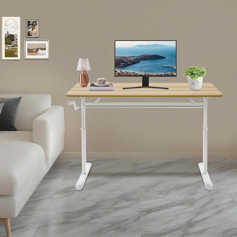 Höhenverstellbarer Schreibtisch 120 x 60 cm Manuell Stehschreibtisch Einstellbare Höhe 65-90 cm Büro/Wohnzimmer Tisch mit 100 kg Tragkraft (1/5)