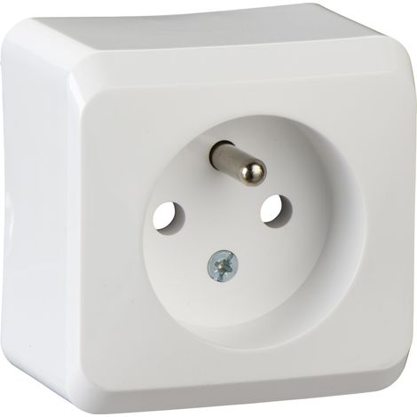 Enchufe individual de superficie con toma de tierra, blanco prima (1/4)