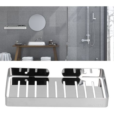 Wall-Mounted Soap Dish in 304 Stainless Steel, Bathroom Shelf with Integrated Drainer (1/5)