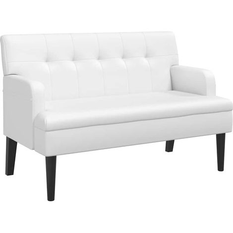 vidaXL Banco con respaldo cuero sintético blanco 112x65,5x75 cm (1/2)