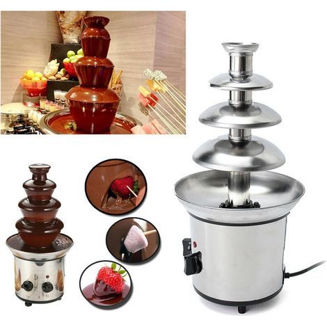 Chocolate Fountain, 4-Tier Electric Melting Machine, Fondue Pot Set, for Chocolate Candies, Ranch, Nacho Cheese, EU 220V