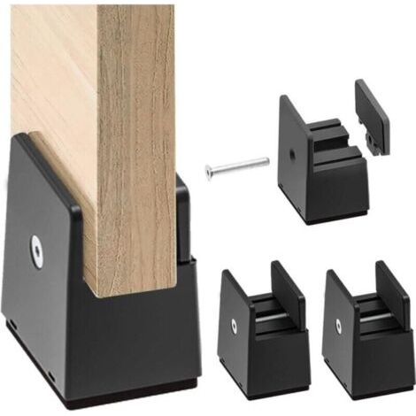 Lot de 4 Rehausseur Pieds de Lit 5 CM pour Table, Chaise, Canapé, Rehausseurs Meubles Largeur Réglable 1-5 CM, Noir (1/5)