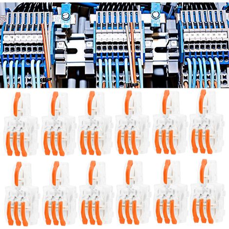 20 transparente T-förmige Schnellanschlussklemmen, Druckknopf-Splitteranschluss, Parallelanschluss, ein Eingang und drei Ausgänge, transparentes SPL-F13 Orange. (1/5)