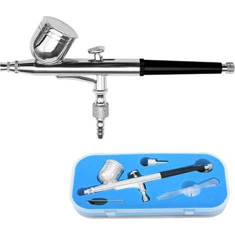 Aerographe gravité Alimentation Double Action Pistolet aerographe kit pour Tatouage manucure Spray modèle Air Brush ongle d'art 0,3 mm 7cc (1/5)