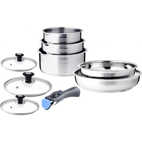 Batterie de cuisine 10 pièces acier inoxydable Arthur Martin AM7363