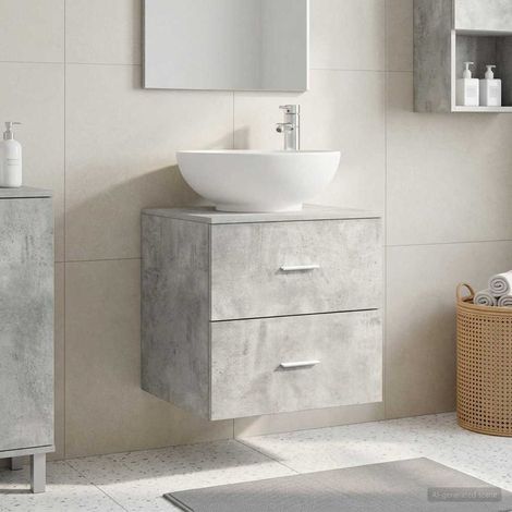 Vanidad con Lavabo de Pared Gris Hormigón 49,5 x 44,5 x 66,5 cm