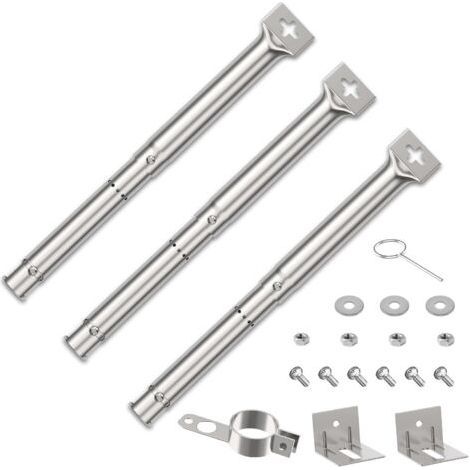 3-teiliges, verstellbares Brennerrohr-Set, Edelstahl, Länge 30,8 cm bis 44,9 cm, für Gasgrills (1/5)